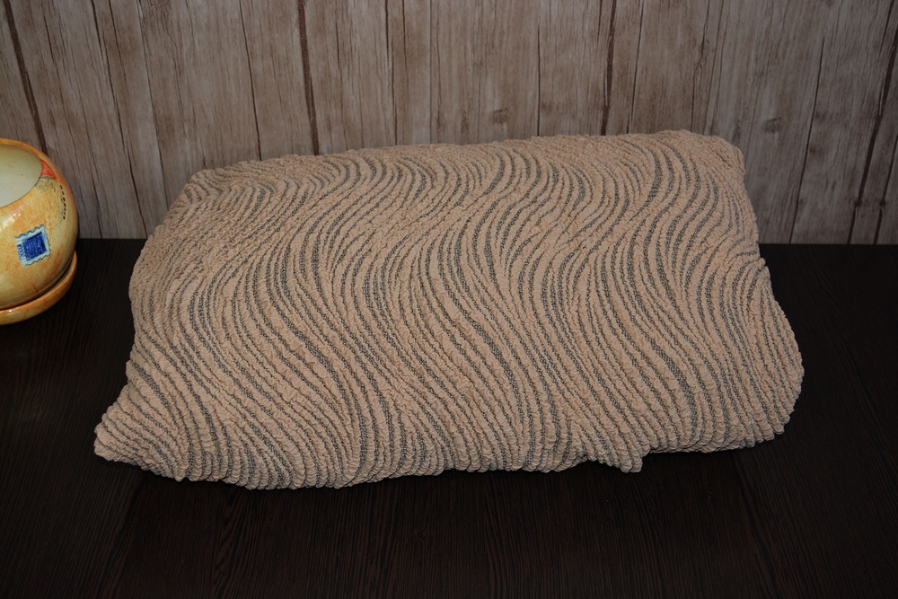 Набор чехлов для мебели жаккард Kayra Volna с юбкой песочный