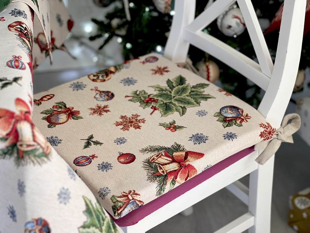 Подушка для стула новогодняя гобелен LimaSo FIOCCO, 40х40 см, Квадратная