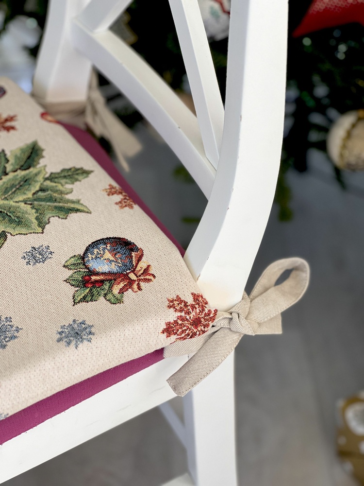 Подушка на стілець новорічна гобелен LimaSo FIOCCO, 40х40 см, Квадратна