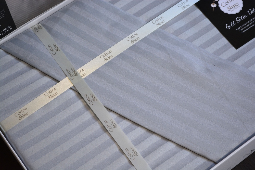 Постільна білизна сатин-страйп люкс Cotton Shine Stripe Grij