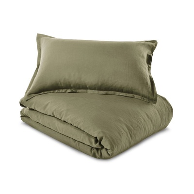 Итальянское элитное постельное белье лен Fazzini Темно-зеленый