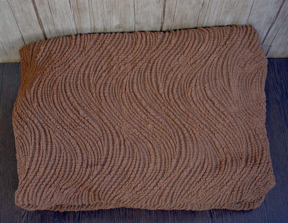 Набір чохлів для меблів Жаккард Kayra Volna без спідниці темно-коричневий