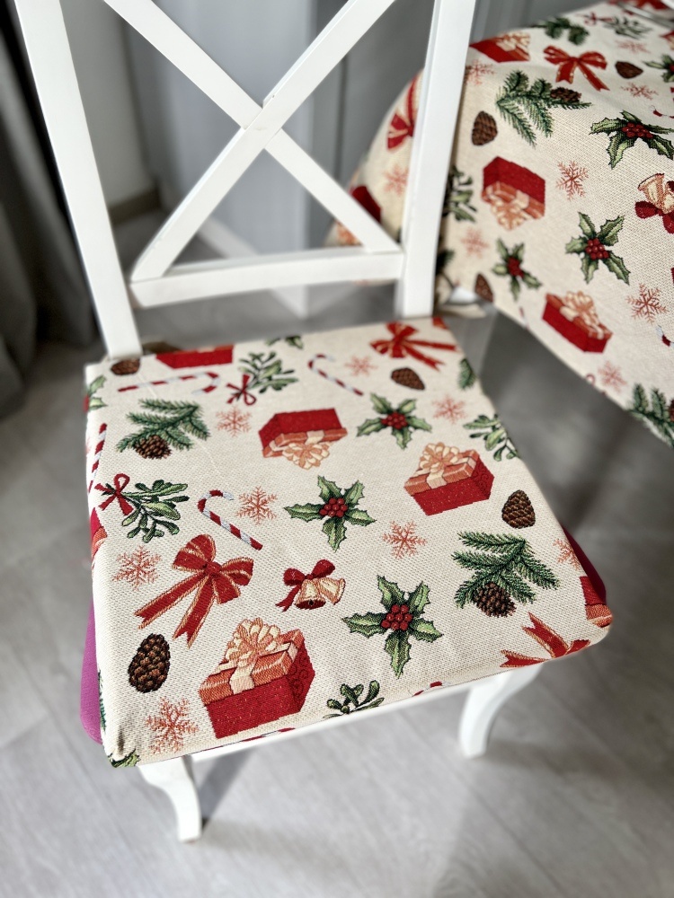 Подушка на стілець новорічна гобелен LimaSo SPARKLE, 40х40 см, Квадратна