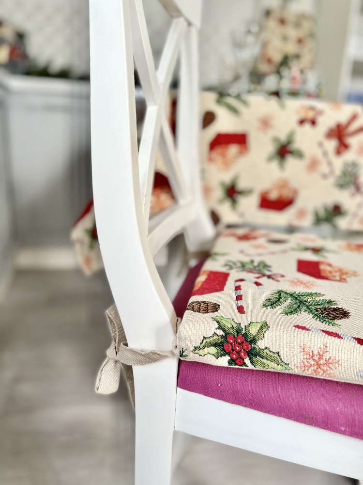 Подушка для стула новогодняя гобелен LimaSo SPARKLE, 40х40 см, Квадратная