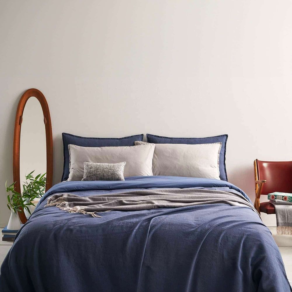 Італійська постільна білизна льон Biancoperla Niagara Acqua