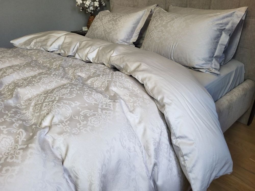 Постельное бельё сатин жаккард премиум Комфорт Текстиль JACQUARD, CASPE GREY