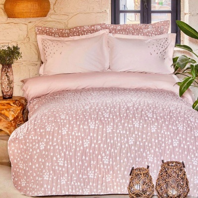 Набор постельное белье с покрывалом Karaca Home - Passaro blush пудра