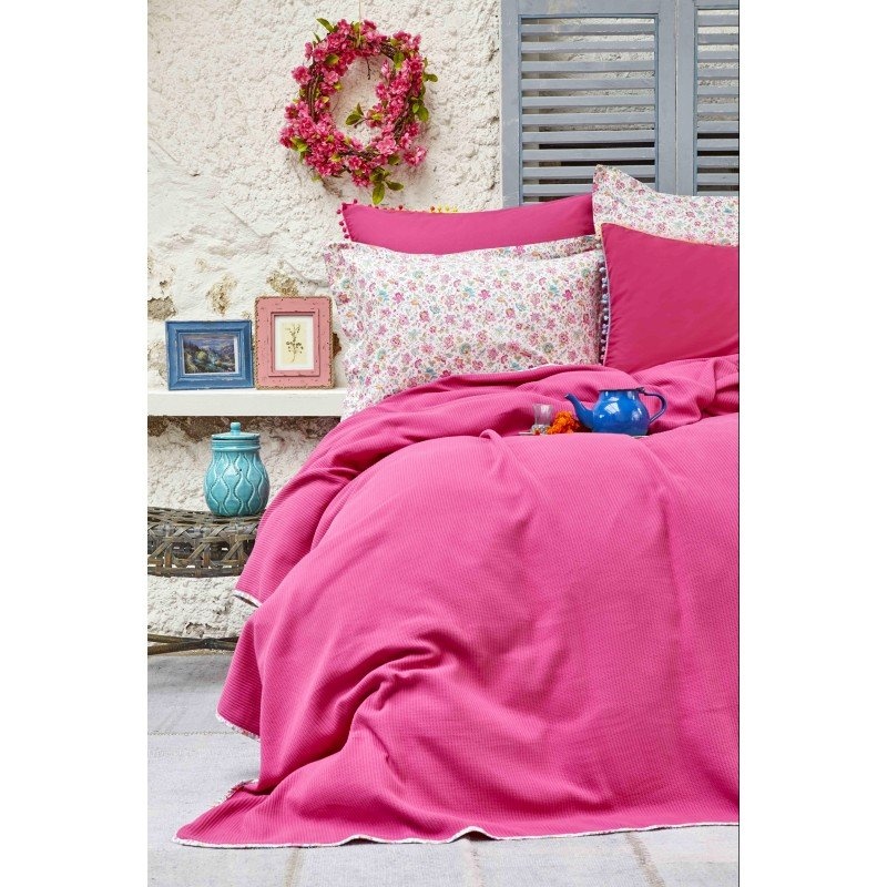 Летнее постельное белье пике jacquard Karaca Home Picata fusya