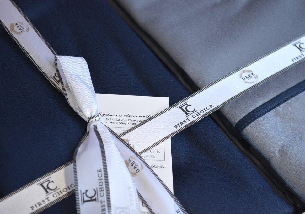 Постільна білизна First Choice сатин Де Люкс двухцветный GREY/NAVY BLUE