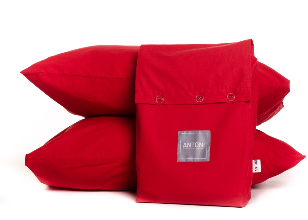 Комплект постельного белья Antoni Ранфорс Premium Бязь Красный Полуторный 155х215