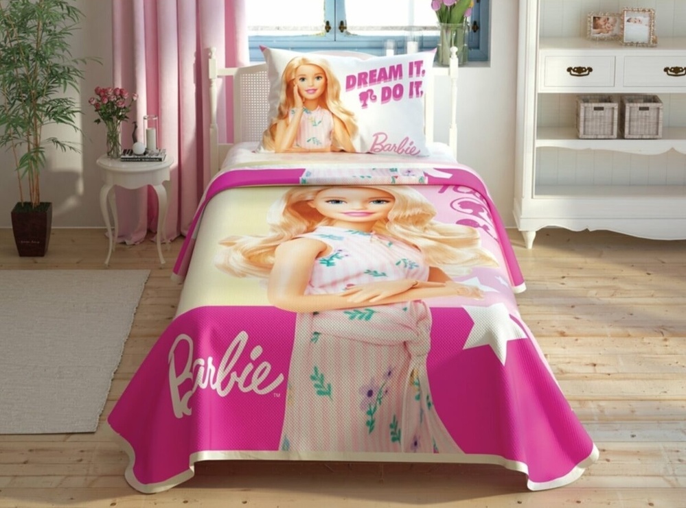 Летнее постельное бельё пике ТАС Barbie The Future