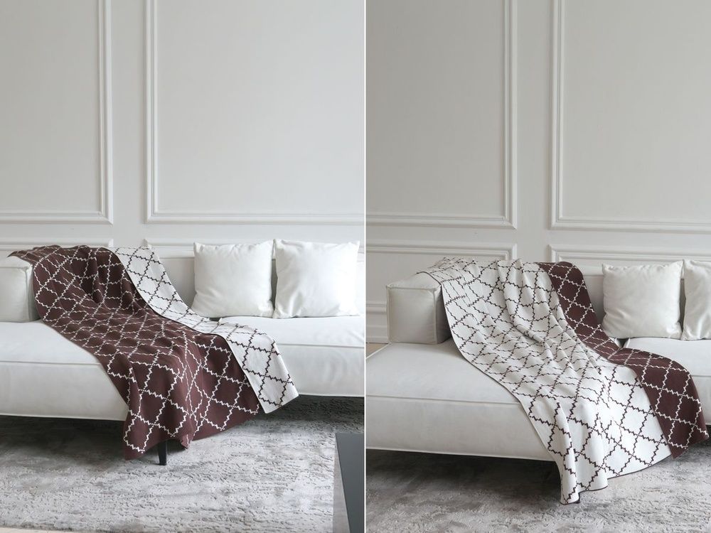 Плед хлопок LA MODNO DIAMOND Brown-Ecru