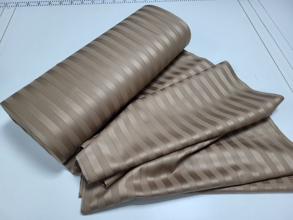 Постельное бельё сатин-страйп премиум Комфорт Текстиль Stripe PREMIUM, HONEY BEIGE 2/2см