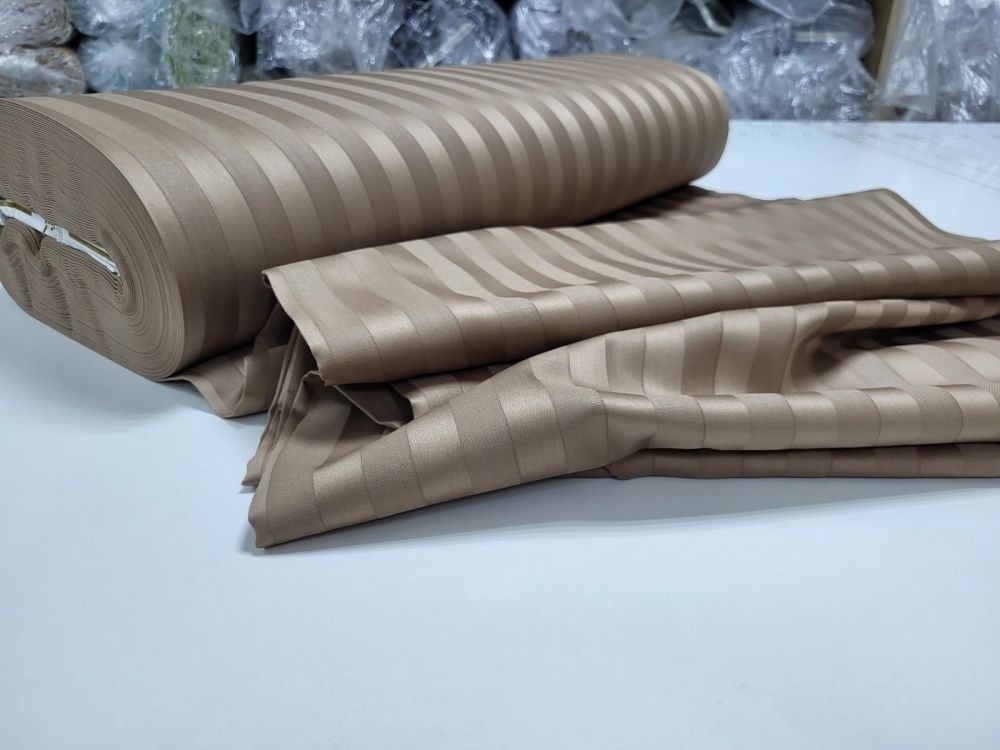 Постельное бельё сатин-страйп премиум Комфорт Текстиль Stripe PREMIUM, HONEY BEIGE 2/2см