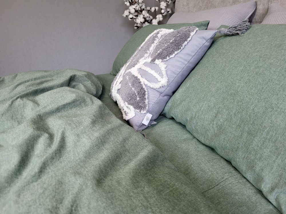 Простынь вареный хлопок Комфорт Текстиль Forest Green, Washed Cotton W1151