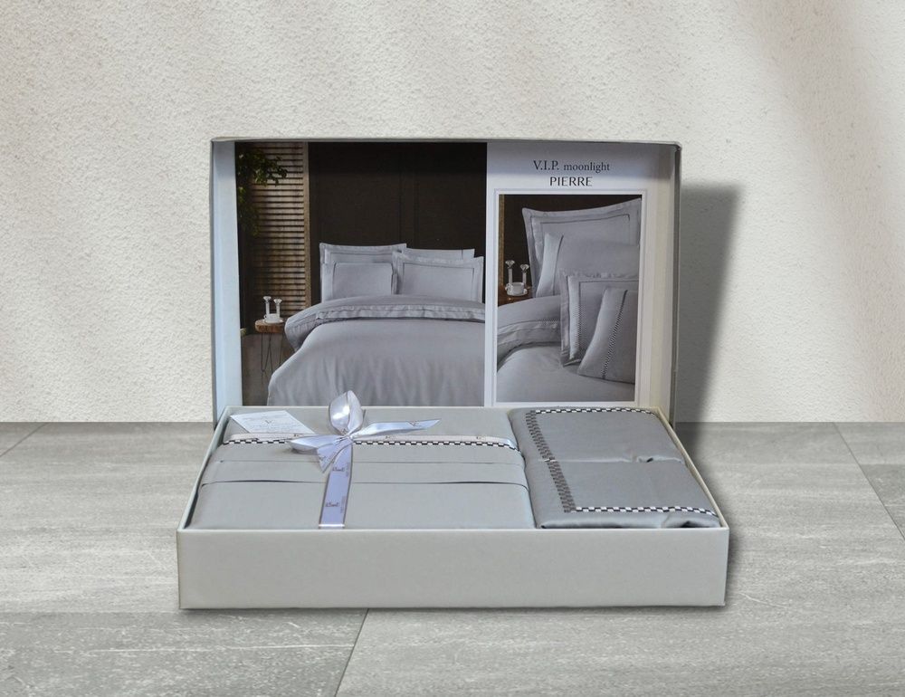 Постельное бельё First Choice сатин V.I.P Satin Moonlight Pierre Grey