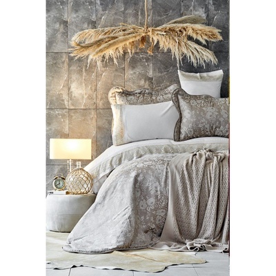 Набор постельное белье с покрывалом + плед Karaca Home - Ennea gold