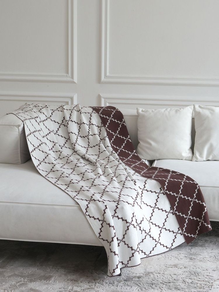 Плед хлопок LA MODNO DIAMOND Brown-Ecru