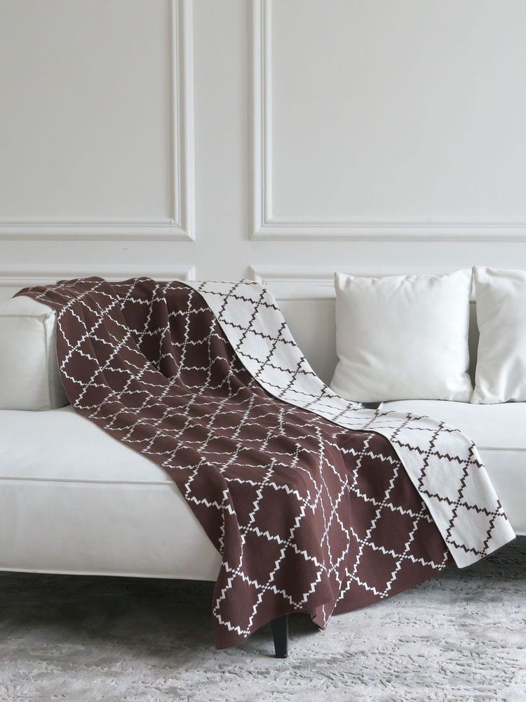 Плед хлопок LA MODNO DIAMOND Brown-Ecru
