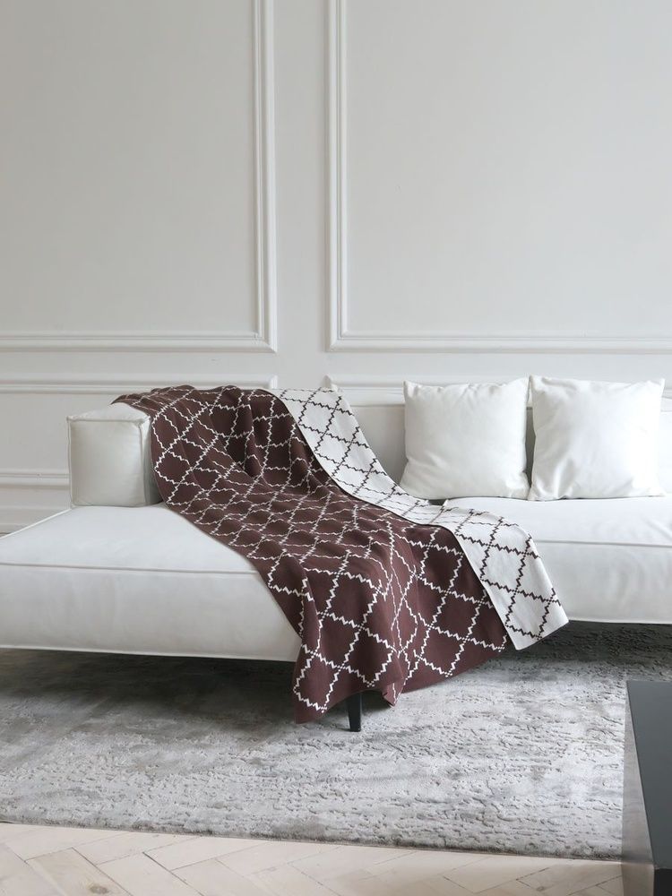 Плед хлопок LA MODNO DIAMOND Brown-Ecru
