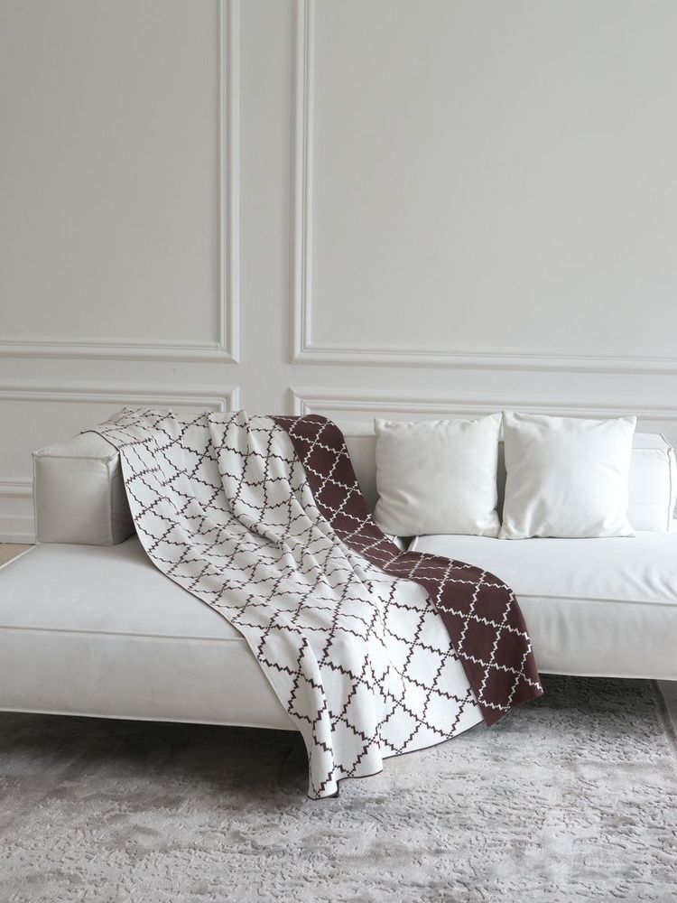 Плед хлопок LA MODNO DIAMOND Brown-Ecru