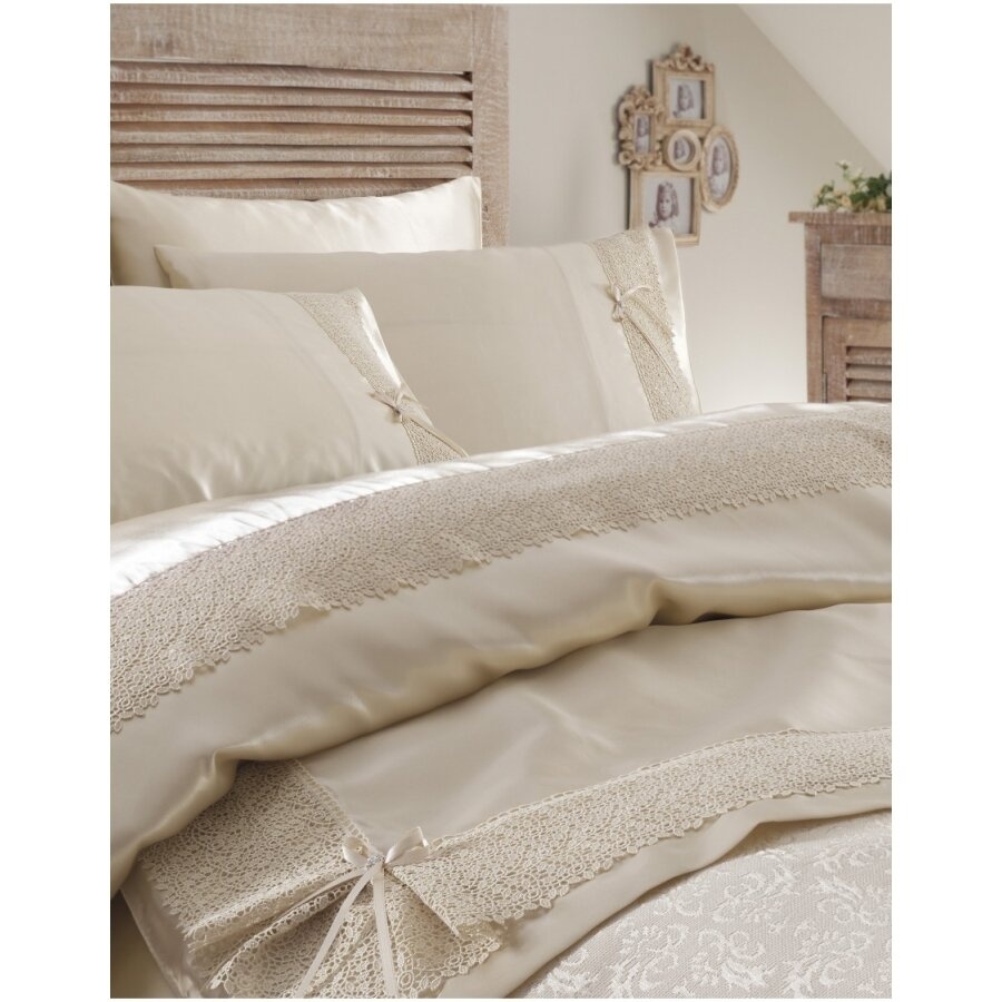 Комплект Karaca Home Vip Collection постельное + покрывало Tugce krem