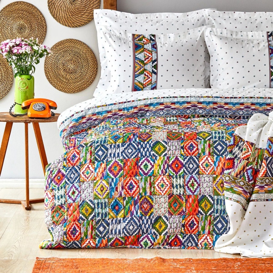 Набор постельное белье с покрывалом Karaca Home - Morali Summer