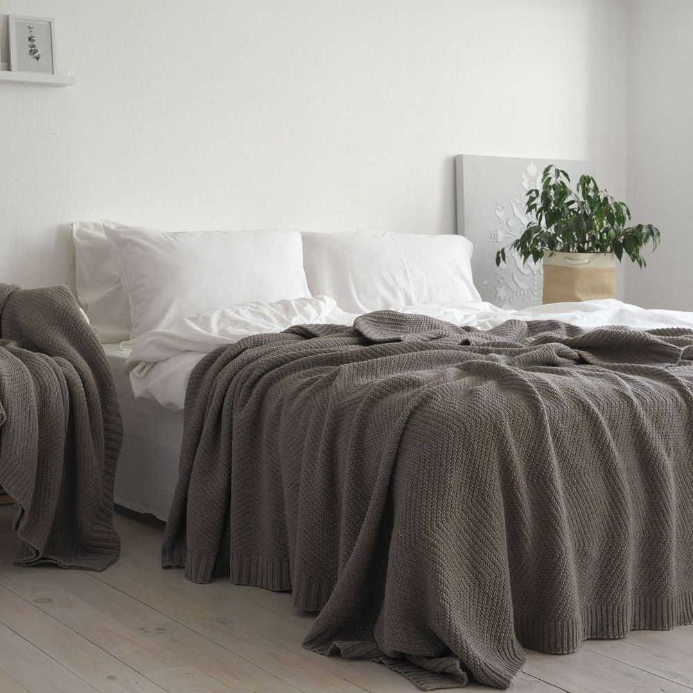 В'язаний плед LaModno WoolCotton Balance Mink