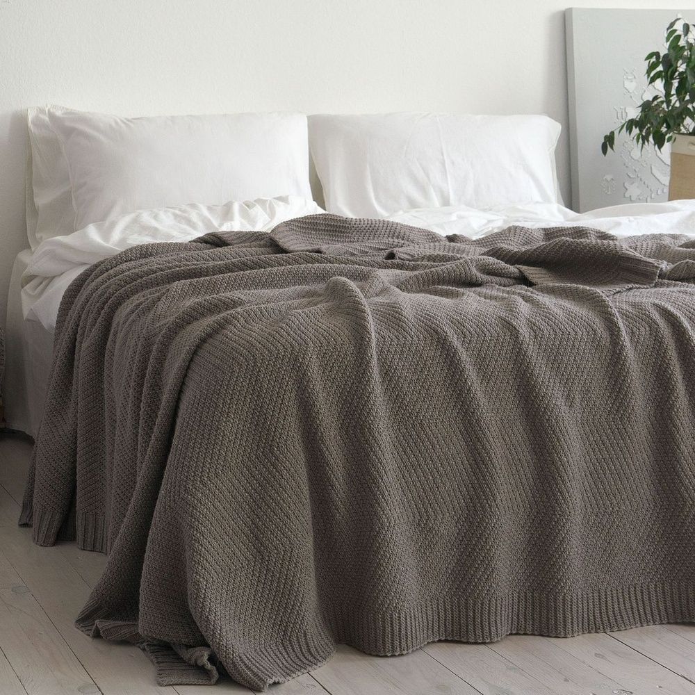 В'язаний плед LaModno WoolCotton Balance Mink