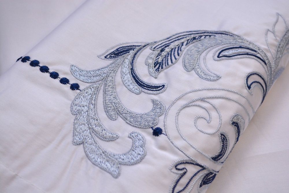 Постільна білизна сатин люкс з вишивкою Issimo Home Embroidered Voynt Blue (300 TC)
