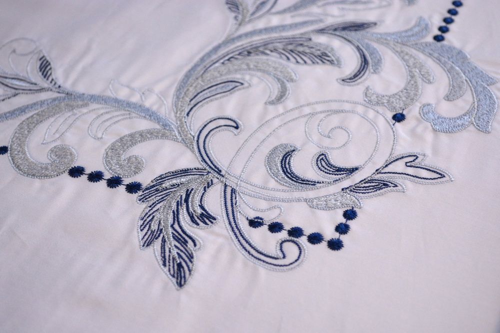 Постільна білизна сатин люкс з вишивкою Issimo Home Embroidered Voynt Blue (300 TC)