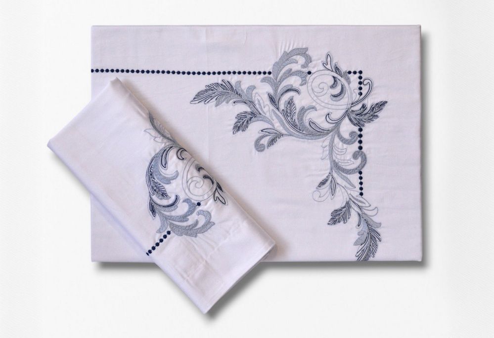 Постільна білизна сатин люкс з вишивкою Issimo Home Embroidered Voynt Blue (300 TC)