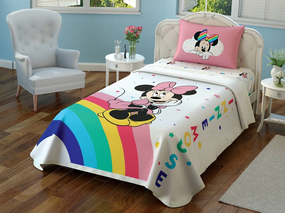 Летнее постельное бельё пике ТАС Minnie Colour Rainbow