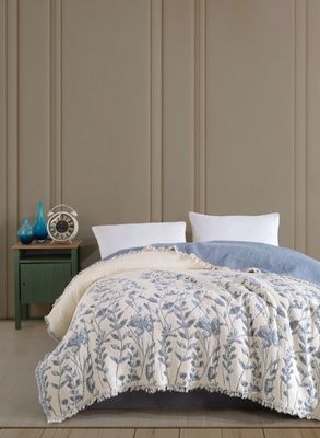Покривало муслінове Charlotte Blossom Blue, Світло-синій, Євро, 230х250 см, Без наволочок