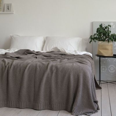 В'язаний плед LaModno WoolCotton Balance Mink
