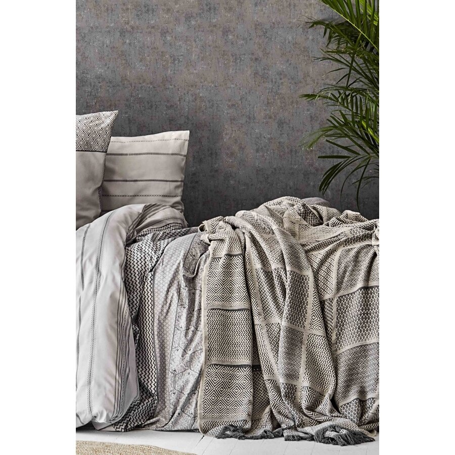 Набор постельное белье с покрывалом Karaca Home - Sadra gri