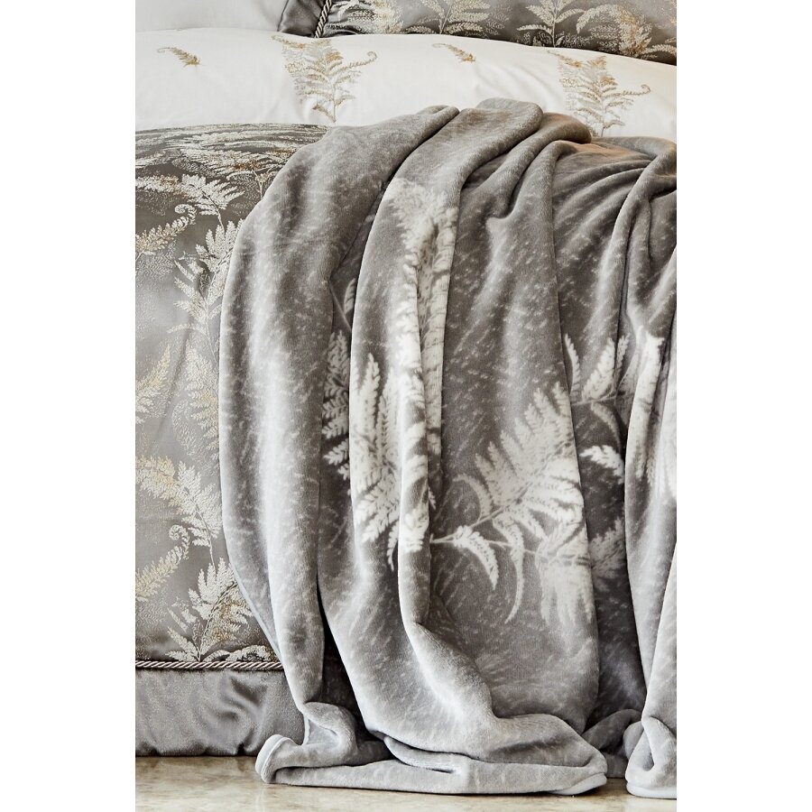 Набір постільна білизна з покривалом Karaca Home - Fronda gri серый