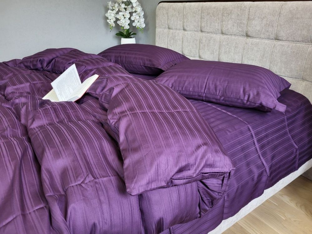 Постільна білизна преміум сатин-страйп Комфорт Текстиль MULTI stripe RICH PLUM