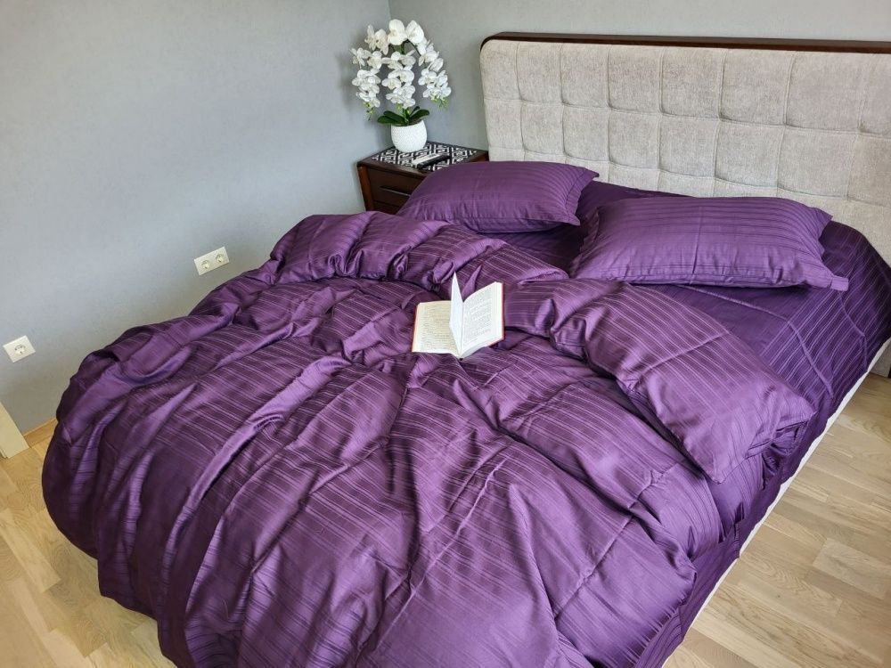 Постільна білизна преміум сатин-страйп Комфорт Текстиль MULTI stripe RICH PLUM