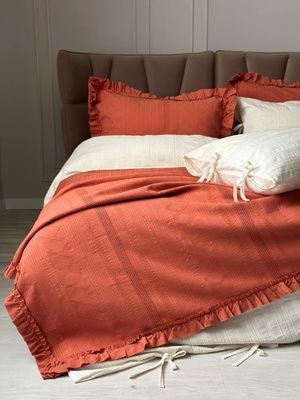 Покрывало хлопок с наволочками Saheser Tziana tile red