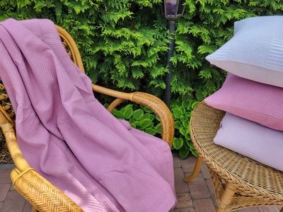 Покривало піке Комфорт Текстиль Вафелька, ягідний, Рожевий, 140х220 см