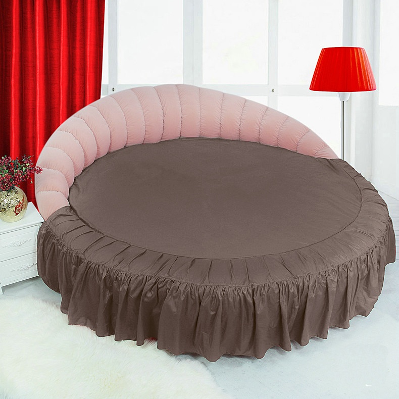 Постельное белье на круглую кровать "Almira Mix" медовый+порох с подзором