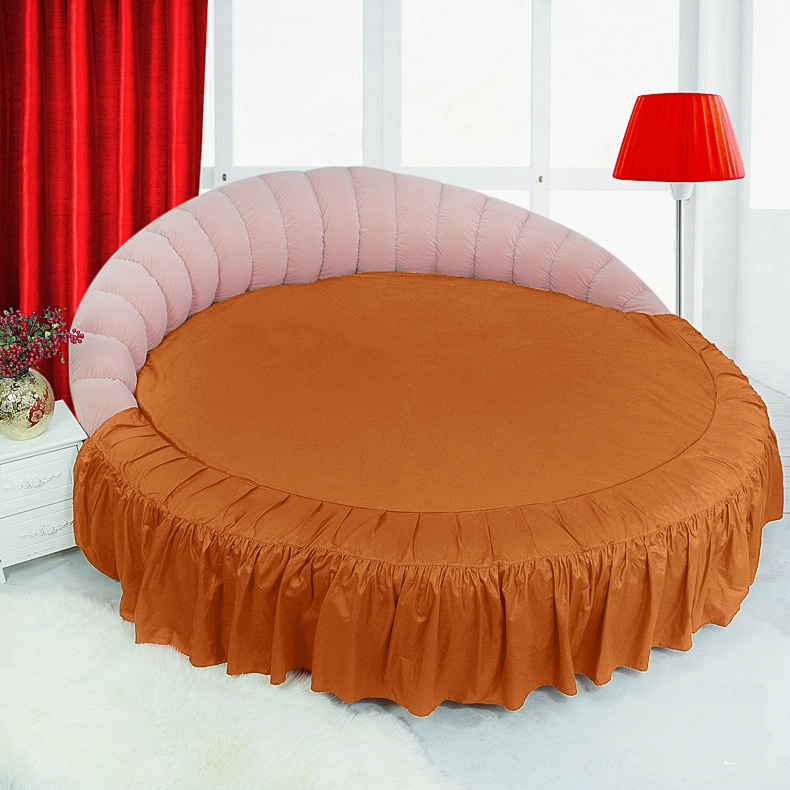 Постельное белье на круглую кровать "Almira Mix" медовый+порох с подзором