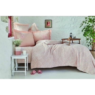 Летнее постельное белье пике Karaca Home Miracle blush pike jacquard