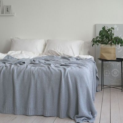 В'язаний плед LaModno WoolCotton Balance Sky Gray