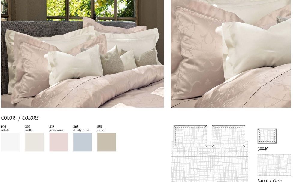 Элитное постельное белье Quagliotti Aurora (363 dusty blue)
