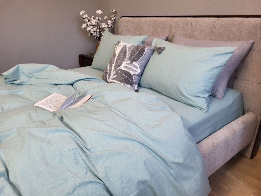 Пододеяльник вареный хлопок Комфорт Текстиль Cyan, Washed Cotton W1291