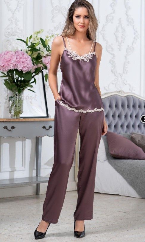 Жіноча піжама трійка Mia-Amore Brigitte 3686, Сливовий, 2XL