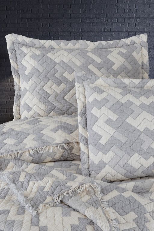 Покрывало хлопок с наволочками First Choice Blooming Rodya Grey, Cерый, Евро, 240х260 см, 50х70см (2шт)