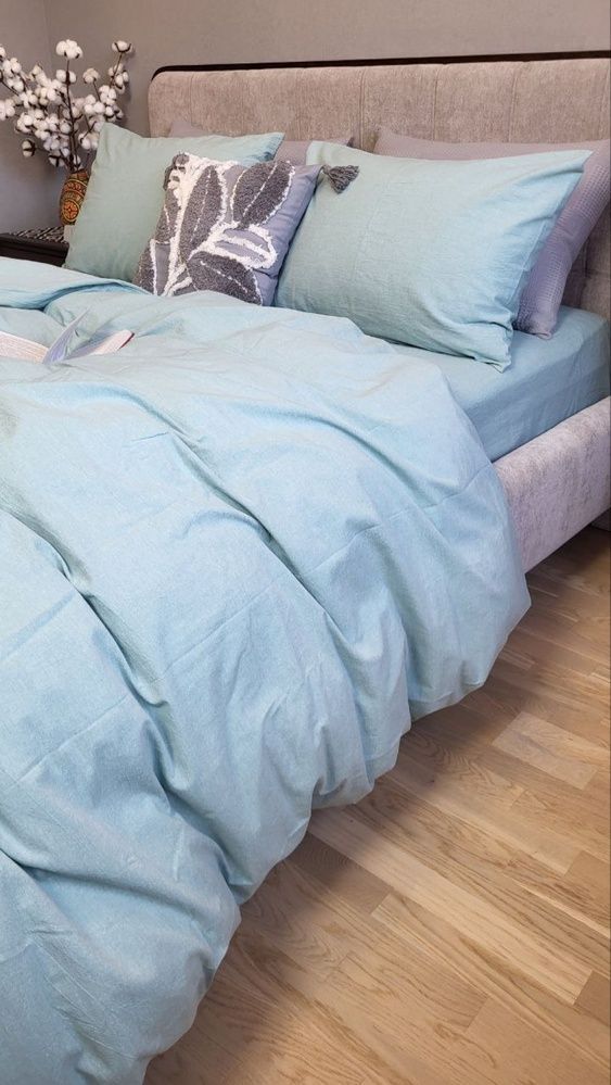 Пододеяльник вареный хлопок Комфорт Текстиль Cyan, Washed Cotton W1291